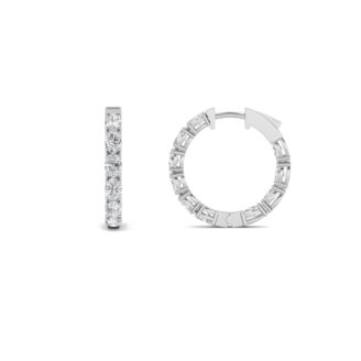 4Cttw Oval Shaped Lab Grown Diamond (F/VS) Inside Out Hoop Earrings in 14K Gold