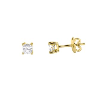 1.25Cttw Princess Shaped Lab Grown Diamond (F/VS)  Earrings in 14K Gold