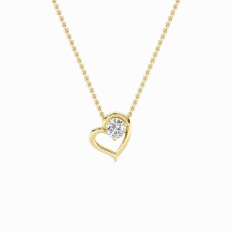 0.5Cttw Round Shaped Lab Grown Diamond (F/VS) Heart Shaped   Pendant in 14K Gold
