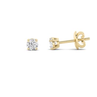 5Cttw Round Shaped Lab Grown Diamond (F/VS) Classic Basket Set Stud Earrings in 14K Gold