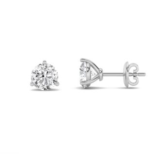 0.75Cttw Round Shaped Lab Grown Diamond (F/VS) Three Prong Martini Stud Earrings in 14K Gold