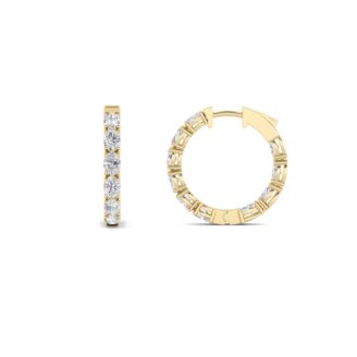 4Cttw Oval Shaped Lab Grown Diamond (F/VS) Inside Out Hoop Earrings in 14K Gold