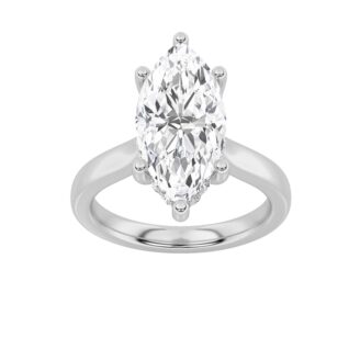 1Cttw Marquise Shaped Lab Grown Diamond (F/VS) Hidden Halo Cathedral Shank Engagement Ring in 14K Gold