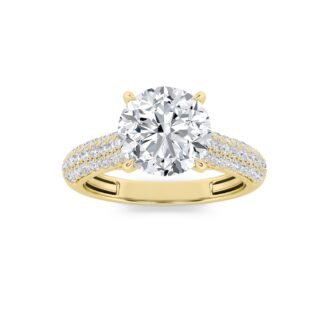 1.5Cttw Round Shaped Lab Grown Diamond (F/VS) Hidden Halo Accented Engagement Ring in 14K Gold