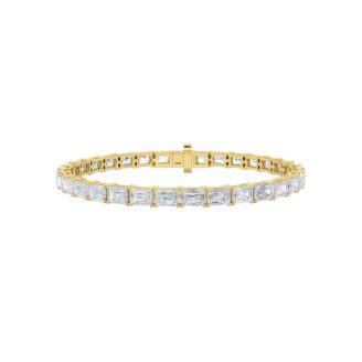 12Cttw Emerald Shaped Lab Grown Diamond (F/VS) Tennis Bracelet in 14K Gold