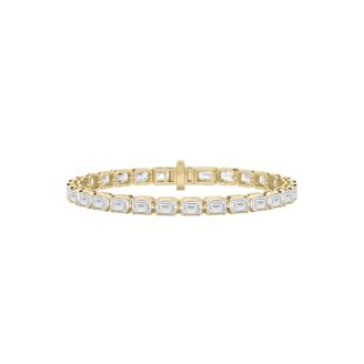 10Cttw Emerald Shaped Lab Grown Diamond (F/VS) Tennis Bracelet in 14K Gold