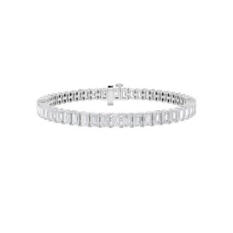 15Cttw Emerald Shaped Lab Grown Diamond (F/VS) East West Line Bracelet in 14K Gold