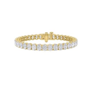 15Cttw Oval Shaped Lab Grown Diamond (F/VS) East West Line Bracelet in 14K Gold