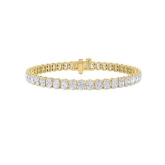 9Cttw Oval Shaped Lab Grown Diamond (F/VS) East West Line Bracelet in 14K Gold