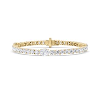 10Cttw Oval Shaped Lab Grown Diamond (F/VS) East West Station Bracelet in 14K Gold