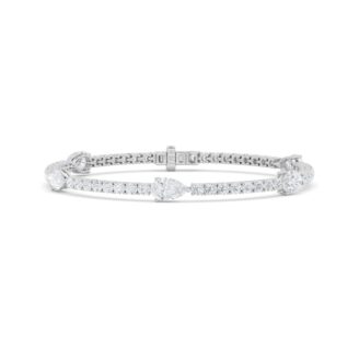 6Cttw Pear Shaped Lab Grown Diamond (F/VS) East West Station Bracelet in 14K Gold
