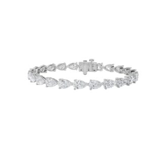 10Cttw Pear Shaped Lab Grown Diamond (F/VS) Fancy Line Bracelet in 14K Gold
