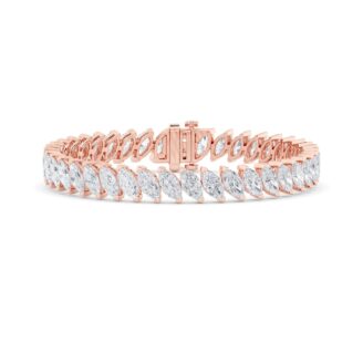 16.5Cttw Marquise Shaped Lab Grown Diamond (F/VS) Angled Line Bracelet in 14K Gold