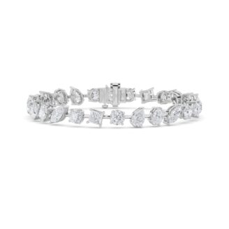 10.5Cttw Round Shaped Lab Grown Diamond (F/VS) North South Mix Shaped Bezel Set  Bracelet in 14K Gold