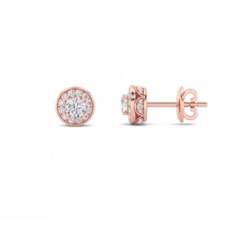1Cttw Round Shaped Lab Grown Diamond (F/VS) Halo Stud Earrings in 14K Gold