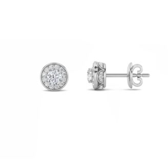 2Cttw Round Shaped Lab Grown Diamond (F/VS) Halo Stud Earrings in 14K Gold