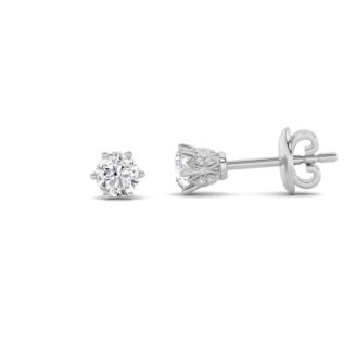 2Cttw Round Shaped Lab Grown Diamond (F/VS) Tulip Head Stud Earrings in 14K Gold