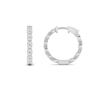4Cttw Oval Shaped Lab Grown Diamond (F/VS) Inside Out Hoop Earrings in 14K Gold