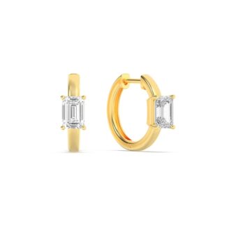 1.5Cttw Emerald Shaped Lab Grown Diamond (F/VS) Solitaire Huggie Earrings in 14K Gold
