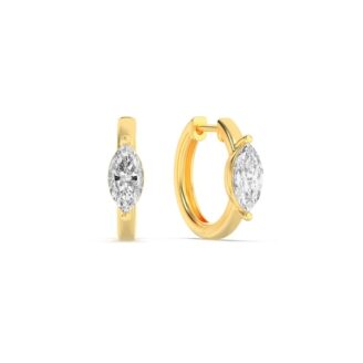 1.5Cttw Marquise Shaped Lab Grown Diamond (F/VS) Solitaire Huggie Earrings in 14K Gold
