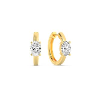 1.5Cttw Oval Shaped Lab Grown Diamond (F/VS) Solitaire Huggie Earrings in 14K Gold