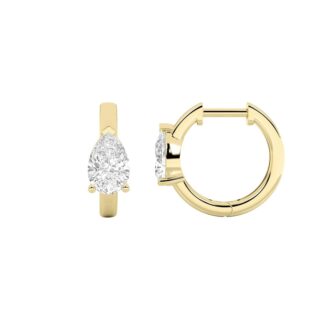 1.5Cttw Pear Shaped Lab Grown Diamond (F/VS) Solitaire Huggie Earrings in 14K Gold