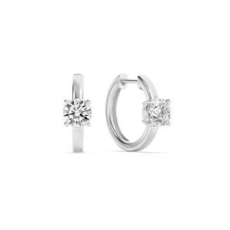 1.5Cttw Round Shaped Lab Grown Diamond (F/VS) Solitaire Huggie Earrings in 14K Gold