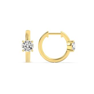 1.5Cttw Round Shaped Lab Grown Diamond (F/VS) Solitaire Huggie Earrings in 14K Gold