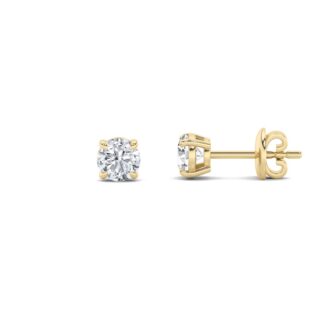 6Cttw Round Shaped Lab Grown Diamond (F/VS) Classic Basket Set Stud Earrings in 14K Gold