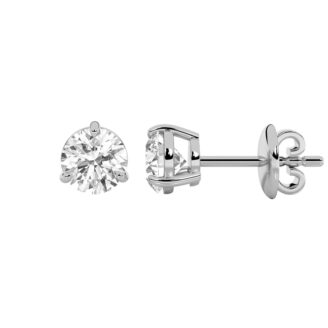 2Cttw Round Shaped Lab Grown Diamond (F/VS) Classic Basket Set Stud Earrings in 14K Gold