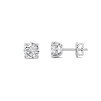 1Cttw Round Shaped Lab Grown Diamond (F/VS) Hidden Halo Stud Earrings in 14K Gold