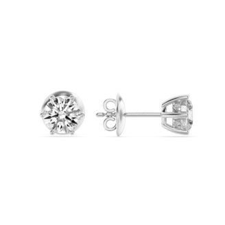 3Cttw Round Shaped Lab Grown Diamond (F/VS) Hidden Halo Stud Earrings in 14K Gold