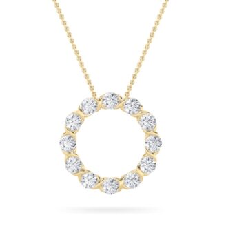 2Cttw Round Shaped Lab Grown Diamond (F/VS) Circle Pendant in 14K Gold