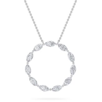2Cttw Marquise Shaped Lab Grown Diamond (G/VS) Circle Necklace in 14K Gold