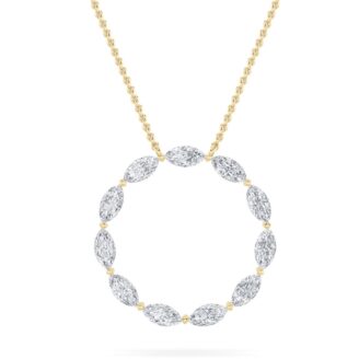 2Cttw Marquise Shaped Lab Grown Diamond (G/VS) Circle Necklace in 14K Gold