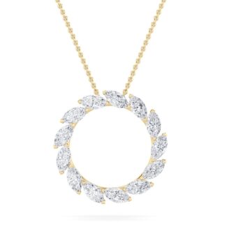 2Cttw Marquise Shaped Lab Grown Diamond (F/VS) Circle Necklace in 14K Gold