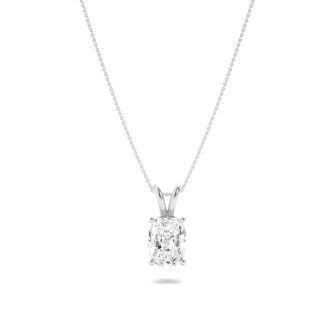 1Cttw Elongated Cushion Shaped Lab Grown Diamond (F/VS) Split Bale Solitaire Pendant in 14K Gold