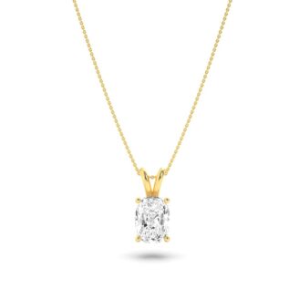 1Cttw Elongated Cushion Shaped Lab Grown Diamond (F/VS) Split Bale Solitaire Pendant in 14K Gold