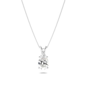 3Cttw Pear Shaped Lab Grown Diamond (F/VS) Split Bale Solitaire Pendant in 14K Gold