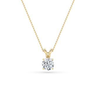 3Cttw Round Shaped Lab Grown Diamond (F/VS) Split Bale Solitaire Pendant in 14K Gold