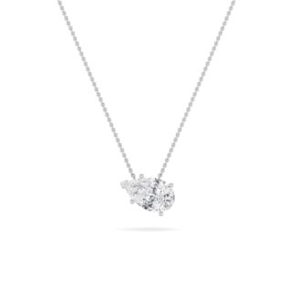 1Cttw Pear Shaped Lab Grown Diamond (F/VS) East West Solitaire Necklace in 14K Gold