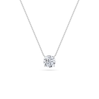2Cttw Round Shaped Lab Grown Diamond (F/VS) Solitaire Necklace in 14K Gold