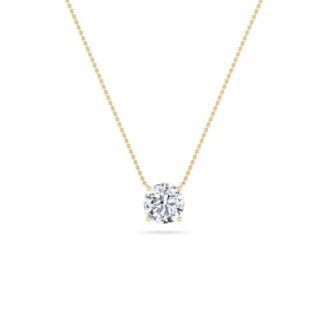 2Cttw Round Shaped Lab Grown Diamond (F/VS) Solitaire Necklace in 14K Gold