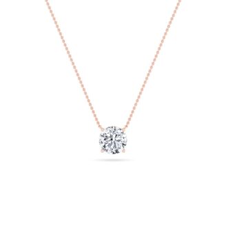 2Cttw Round Shaped Lab Grown Diamond (F/VS) Solitaire Necklace in 14K Gold