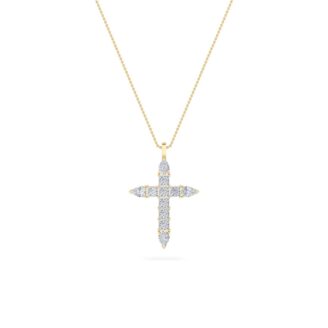 3.5Cttw Pear Shaped Lab Grown Diamond (F/VS) Cross Pendant in 14K Gold