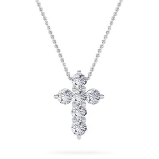 1.5Cttw Round Shaped Lab Grown Diamond (F/VS) Cross Pendant in 14K Gold