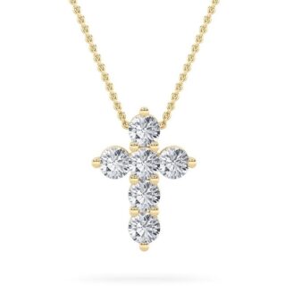1.5Cttw Round Shaped Lab Grown Diamond (F/VS) Cross Pendant in 14K Gold