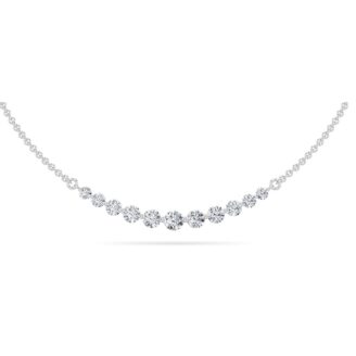3Cttw Round Shaped Lab Grown Diamond (F/VS) Graduating half    Necklace in 14K Gold