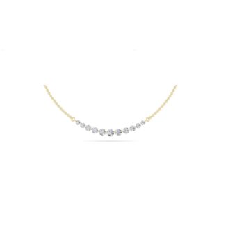 3Cttw Round Shaped Lab Grown Diamond (F/VS) Graduating half    Necklace in 14K Gold