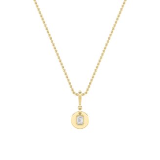 1Cttw Emerald Shaped Lab Grown Diamond (F/VS) Dog Tag Pendant in 14K Gold